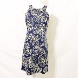 Ann Taylor LOFT Blue Paisley Sleeveless Dress